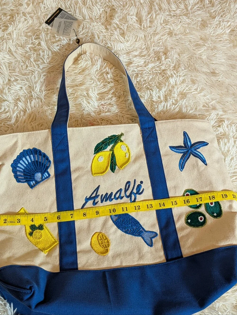 Viral NWT America & Beyond Amalfi Embroidered Canvas Tote Bag